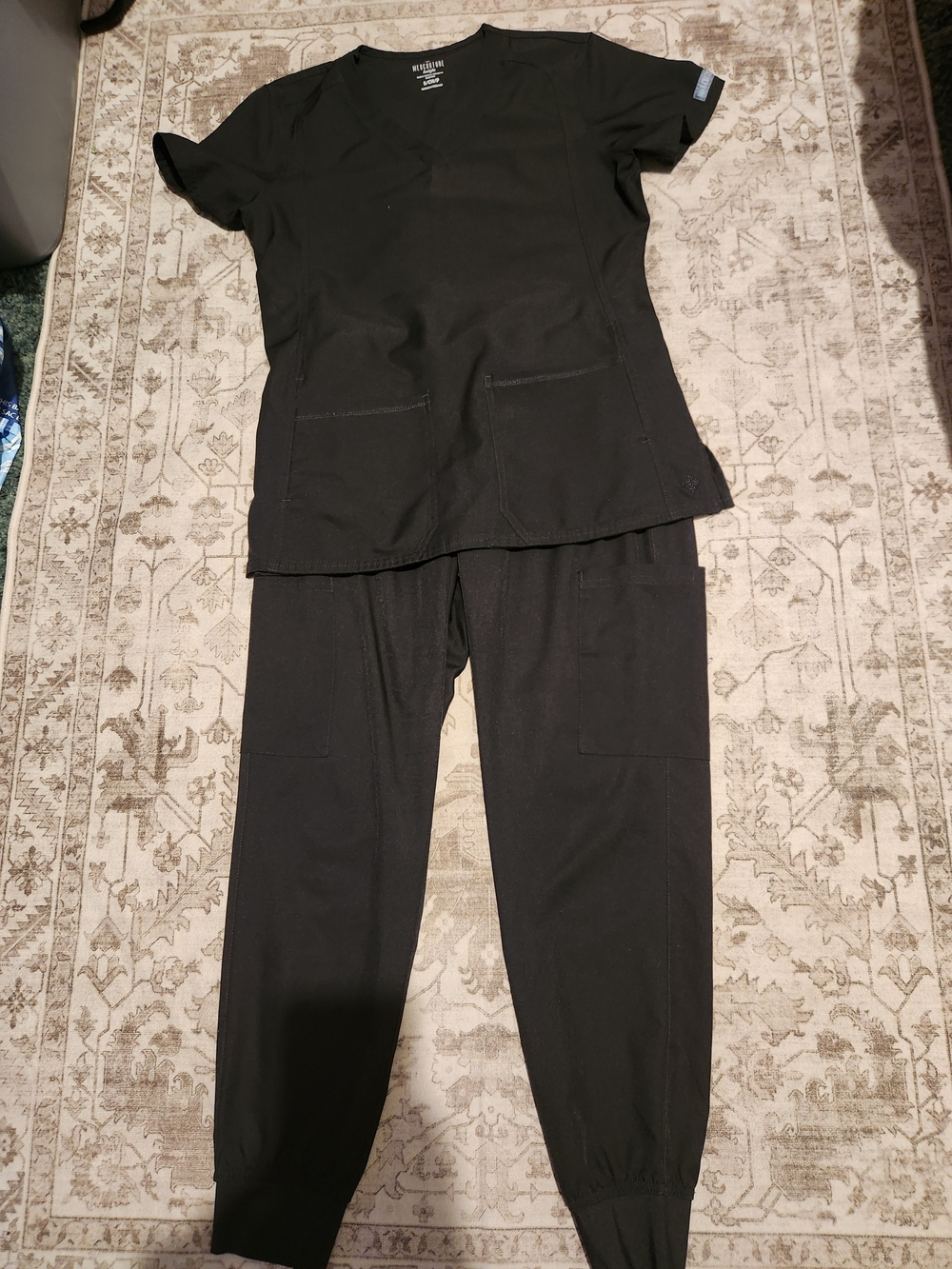 Med Couture Black Two-Piece Scrub Set with Jogger Pants